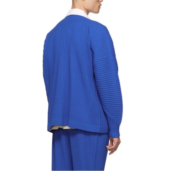 Homme Plisse Issey Miyake Blue Cotton Surface Pleated Cardigan Jacket size 4 - Picture 2 of 13